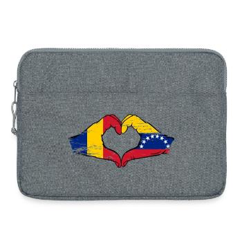 Rumänien Venezuela Flaggen Herz - Laptoptasche 15" - Grau meliert - Vorne