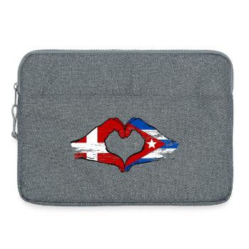 Danemark, Drapeau de Cuba, mains de cœur - Sacoche pour ordinateur portable 15 pouces - gris chiné - Devant