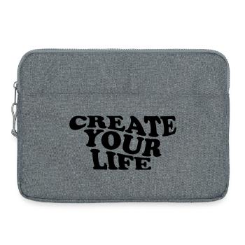 Create Your Life – Motivational Saying - Laptop bag 15" - heather grey - Front