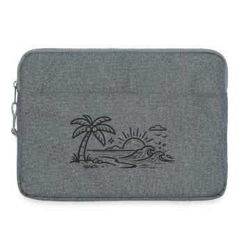 Tropenpalmenwellen-Linienkunst - Laptoptasche 15" - Grau meliert - Vorne