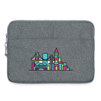 Bristol City Skyline Hängebrücke Linienzeichnungen - Laptoptasche 15" - Grau meliert - Vorne