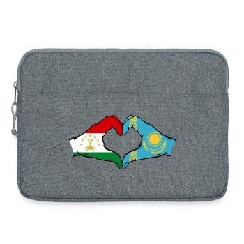 Tadschikistan Kasachstan Flagge Hände Herzform - Laptoptasche 15" - Grau meliert - Vorne