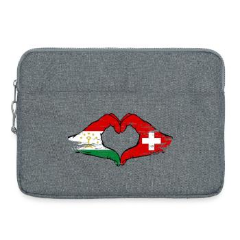 Switzerland Tajikistan flag heart used - Laptop bag 15" - heather grey - Front