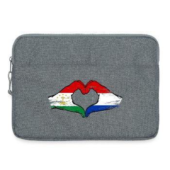 Drapeau du Pays-Bas du Tadjikistan Mains en forme de cœur - Sacoche pour ordinateur portable 15 pouces - gris chiné - Devant
