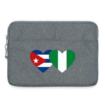 Kuba Nigeria Flagge Herzflagge - Laptoptasche 15" - Grau meliert - Vorne