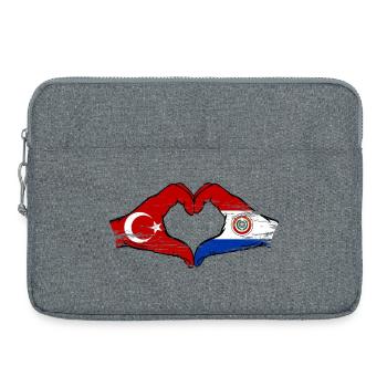 Türkei_Paraguay_Flagge_Hände_Herzform_used - Laptoptasche 15" - Grau meliert - Vorne