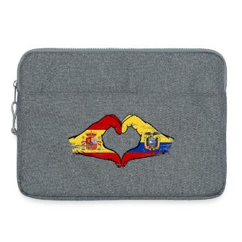 Spain Ecuador flag heart used - Laptop bag 15" - heather grey - Front