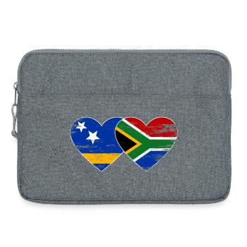 Drapeau de Curaçao Afrique du Sud Mains Forme de cœur - Sacoche pour ordinateur portable 15 pouces - gris chiné - Devant