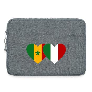 Senegal_Italien_Flagge_Herz - Laptop bag 15" - heather grey - Front
