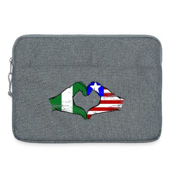 Nigeria_Liberia_Flagge_Haende_Herzform_used - Laptop bag 15" - heather grey - Front