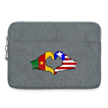 Cameroon Liberia Flag Heart used - Laptop bag 15" - heather grey - Front