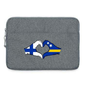 Finnland Curacao Flagge Hände Herzform - Laptoptasche 15" - Grau meliert - Vorne