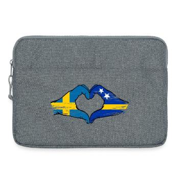 Schweden Curacao Flagge Hände Herzform - Laptoptasche 15" - Grau meliert - Vorne