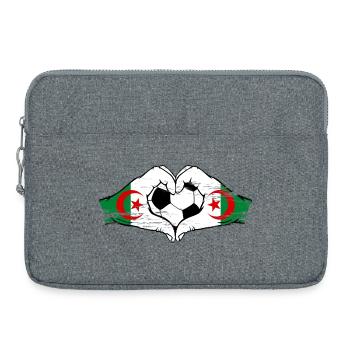Algeria Flag Hands Heart Shape Football - Laptop bag 15" - heather grey - Front