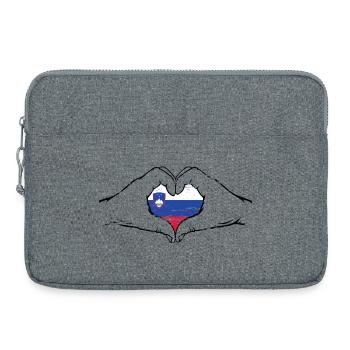 Slowenien Flagge Herzform used - Laptoptasche 15" - Grau meliert - Vorne