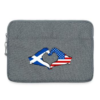 Schottland USA Flagge Hände Herzform - Laptoptasche 15" - Grau meliert - Vorne