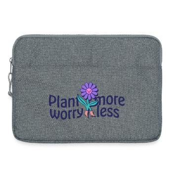 Plant More Worry Less – Lächelnde Blume - Laptoptasche 15" - Grau meliert - Vorne