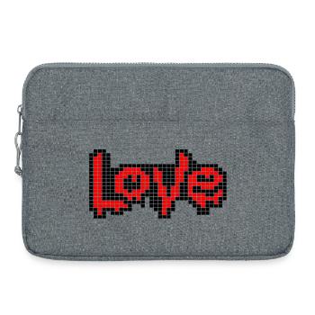 Pixel Art Text – LOVE in Red Letters - Laptop bag 15" - heather grey - Front