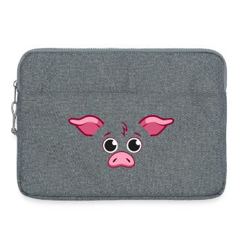 Cute Pig Face Minimalist Pink Animal Art - Laptop bag 15" - heather grey - Front