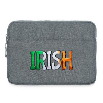 Irish Flag Letters Patchwork - Laptop bag 15" - heather grey - Front