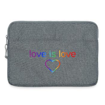 LOVE IS LOVE, LGBTQ+ REGENBOGEN FARBEN - Laptoptasche 15" - Grau meliert - Vorne