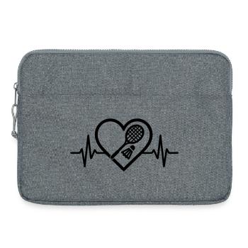 Cœur de badminton - Sacoche pour ordinateur portable 15 pouces - gris chiné - Devant