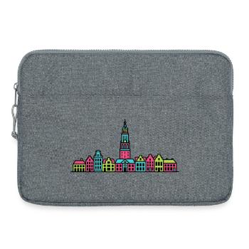 Groningen City Skyline Martinitoren Linienzeichnung - Laptoptasche 15" - Grau meliert - Vorne