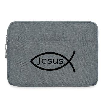 Jésus poisson noir Ichthys poisson poisson poisson - Sacoche pour ordinateur portable 15 pouces - gris chiné - Devant