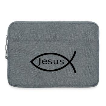 Jesusfisch schwarz Ichthys Fisch Fische - Laptoptasche 15" - Grau meliert - Vorne