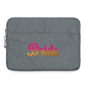 L’équipe de la mariée ! Rose, paillettes d’or - Sacoche pour ordinateur portable 15 pouces - gris chiné - Devant