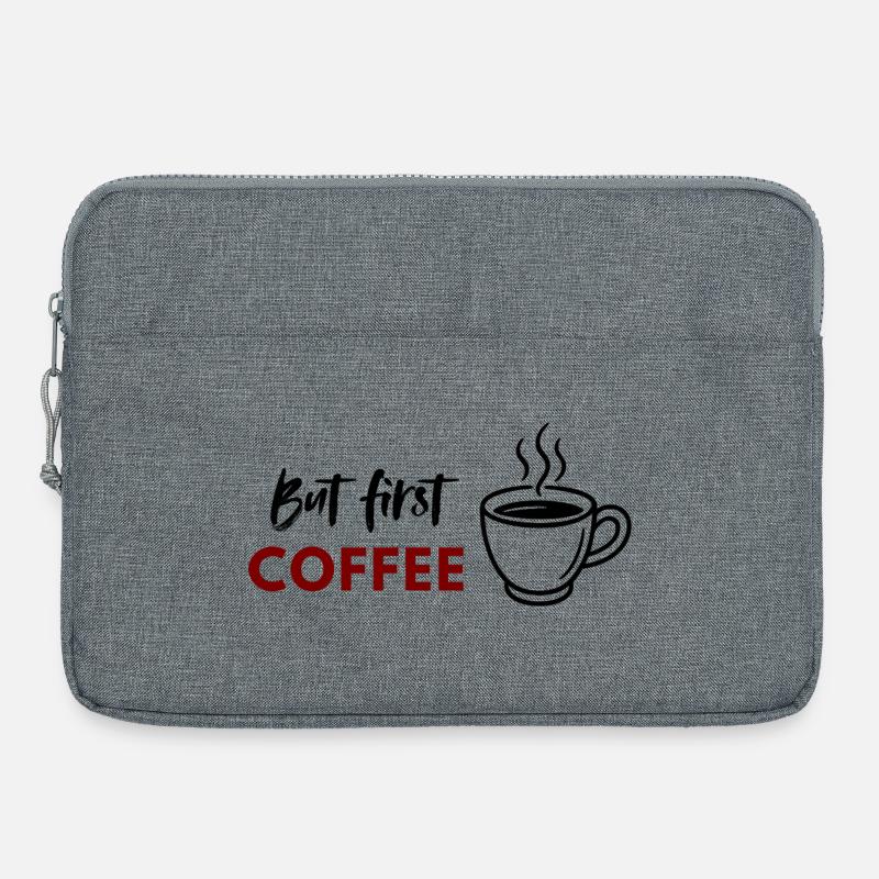 Aber First Coffee Druck - Laptoptasche 15" - Grau meliert