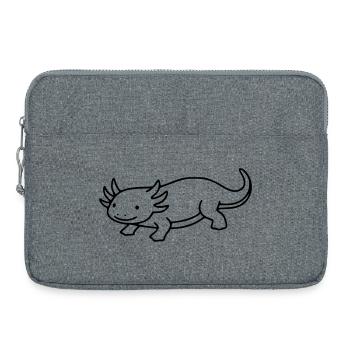 Dessin au trait d’axolotl | Amphibien minimaliste - Sacoche pour ordinateur portable 15 pouces - gris chiné - Devant