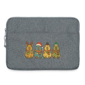 Lumières de Noël rétro vintage Capybara - Sacoche pour ordinateur portable 15 pouces - gris chiné - Devant