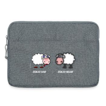 Moutons / Moutons | Jeu de mots - Sacoche pour ordinateur portable 15 pouces - gris chiné - Devant