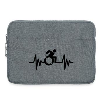 Image du symbole du fauteuil roulant avec fréquence cardiaque * - Sacoche pour ordinateur portable 15 pouces - gris chiné - Devant