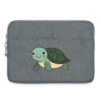 Cute Happy Turtle - Adorable and Cheerful Cartoon - Laptop bag 15" - heather grey - Front