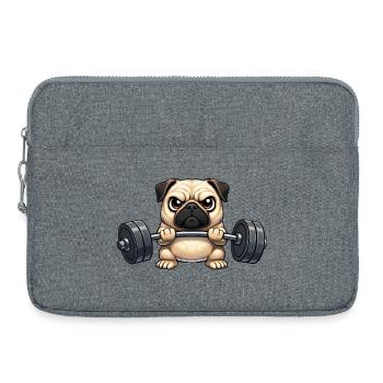 Carlin cool avec un bodybuilder de fitness cartoon avec haltères - Sacoche pour ordinateur portable 15 pouces - gris chiné - Devant