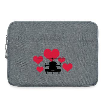 Heli avec 5 coeurs - Sacoche pour ordinateur portable 15 pouces - gris chiné - Devant