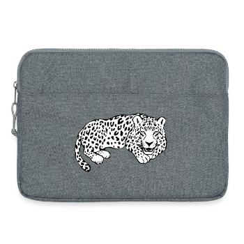 T-shirt blanc léopard en chat Leparden T-shirt cadeau - Sacoche pour ordinateur portable 15 pouces - gris chiné - Devant