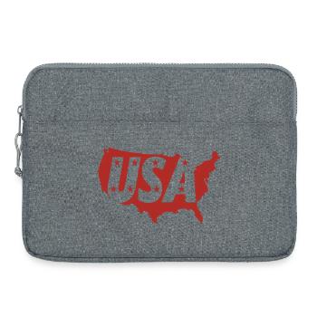 USA-Karte mit Buchstaben-Monogrammen und Sternen - Laptoptasche 15" - Grau meliert - Vorne