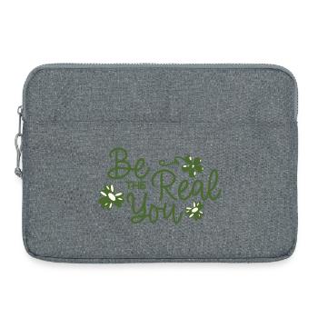 Soyez le vrai vous-même Écriture florale - Sacoche pour ordinateur portable 15 pouces - gris chiné - Devant