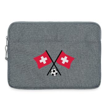 Schweizer Fussball Flagge - Laptoptasche 15" - Grau meliert - Vorne