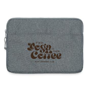 Yoga zuerst, Kaffee danach - Laptoptasche 15" - Grau meliert - Vorne