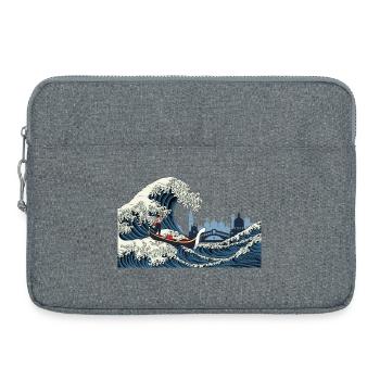 Große Welle Humor Venedig Italien Japan T-Shirt - Laptoptasche 15" - Grau meliert - Vorne