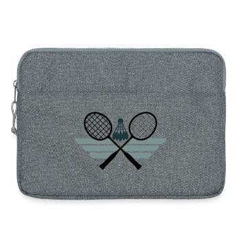 Emblème du badminton – Raquettes croisées et volant - Sacoche pour ordinateur portable 15 pouces - gris chiné - Devant