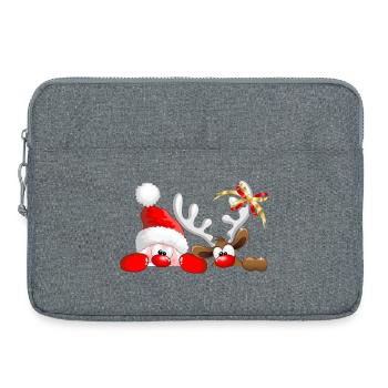 Funny Christmas Santa and Reindeer Peeking - Laptop bag 15" - heather grey - Front