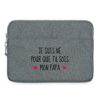 Bébé - Naissance - Papa - Fête des Pères - Sacoche pour ordinateur portable 15 pouces - gris chiné - Devant