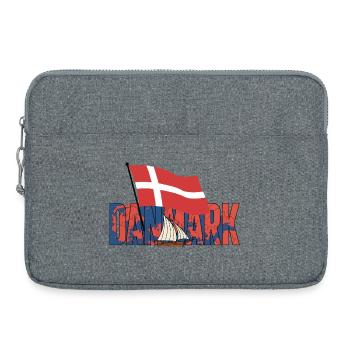 Danmark Flag and Sailboat - Laptop bag 15" - heather grey - Front