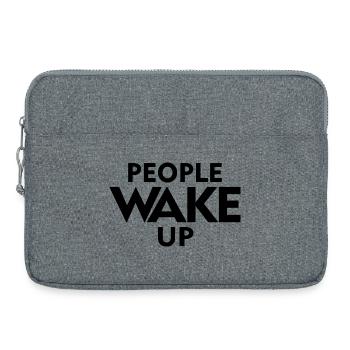 People Wake Up – Wach auf Statement Shirt - Laptoptasche 15" - Grau meliert - Vorne