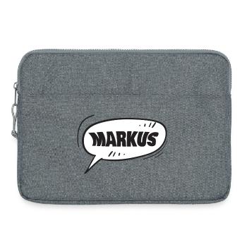 Markus speech bubble cartoon name - Laptop bag 15" - heather grey - Front